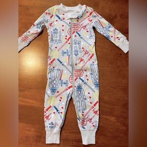 Hanna Andersson Star Wars Infant Footless Zip-Up Pajamas / size 6-12m